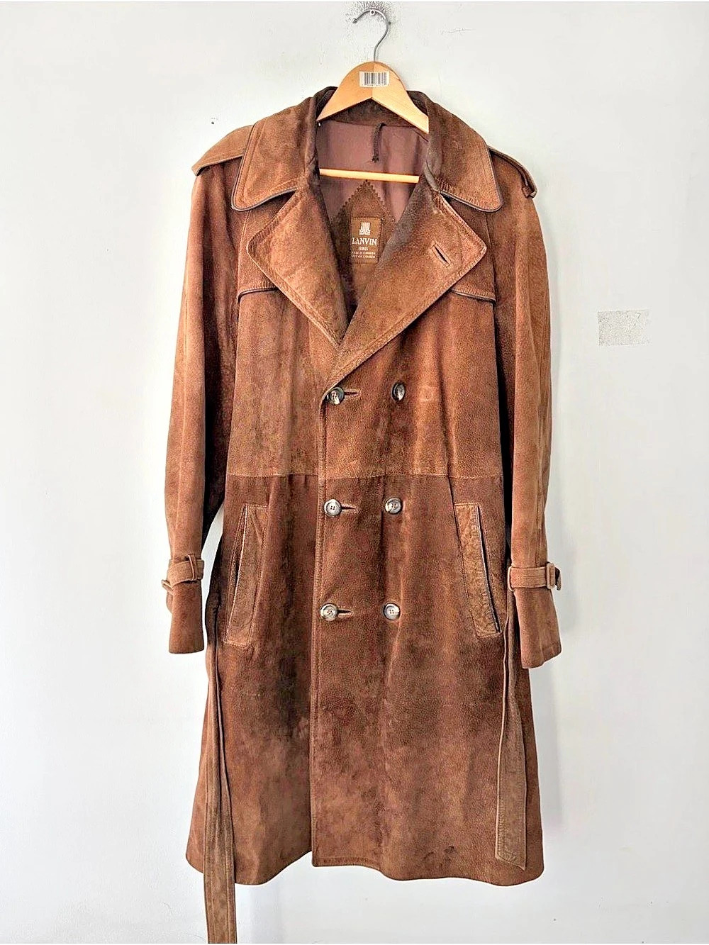 Vintage Lanvin Suede Trench Coat Size L